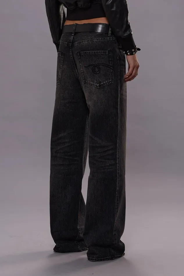 R13 Wide Leg Women D039ARCY LOOSE JEAN 8211 ARVIN BLACK