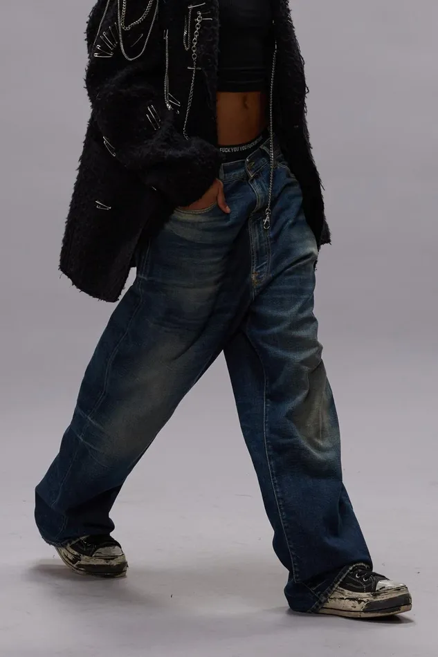 R13 Wide Leg Women VENTI JEAN 8211 ANSEL BLUE