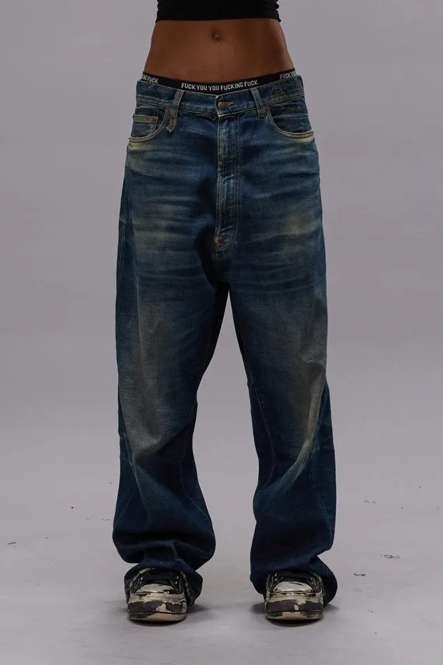 R13 Wide Leg Women VENTI JEAN 8211 ANSEL BLUE