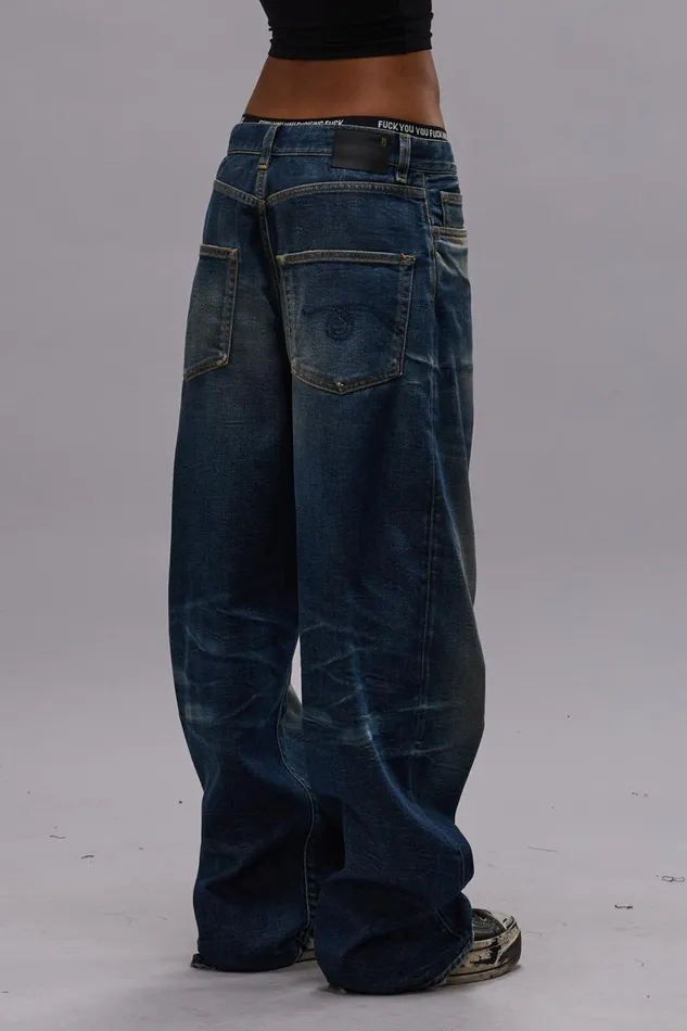 R13 Wide Leg Women VENTI JEAN 8211 ANSEL BLUE