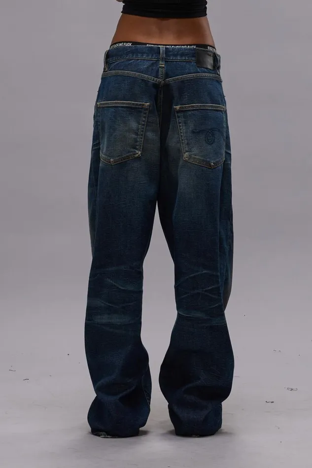 R13 Wide Leg Women VENTI JEAN 8211 ANSEL BLUE