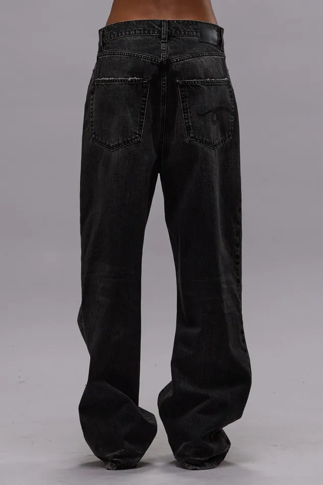 R13 Wide Leg Women WAYNE ARTICULATED KNEE JEAN 8211 ALTON BLACK