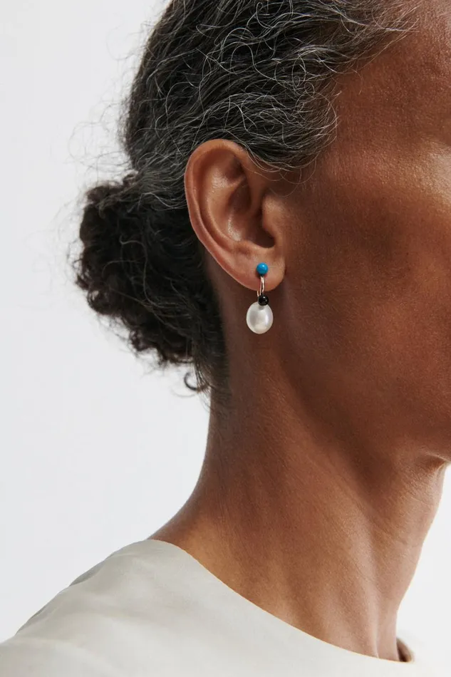 Rachel Comey Jewelry Women Quarry Opale X RC Earring Single Turquoise Black Onyx Pearl Rachel Comey Jewelry Women Quarry Opale X RC Earring Single Turquoise Black Onyx Pearl