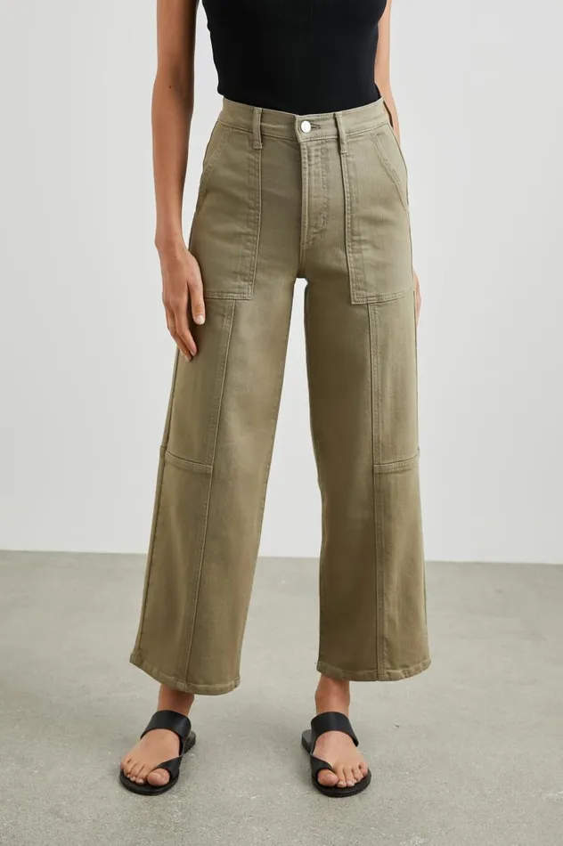 Rails Denim Women GETTY CROP UTILITY WIDE LEG Washed Olive