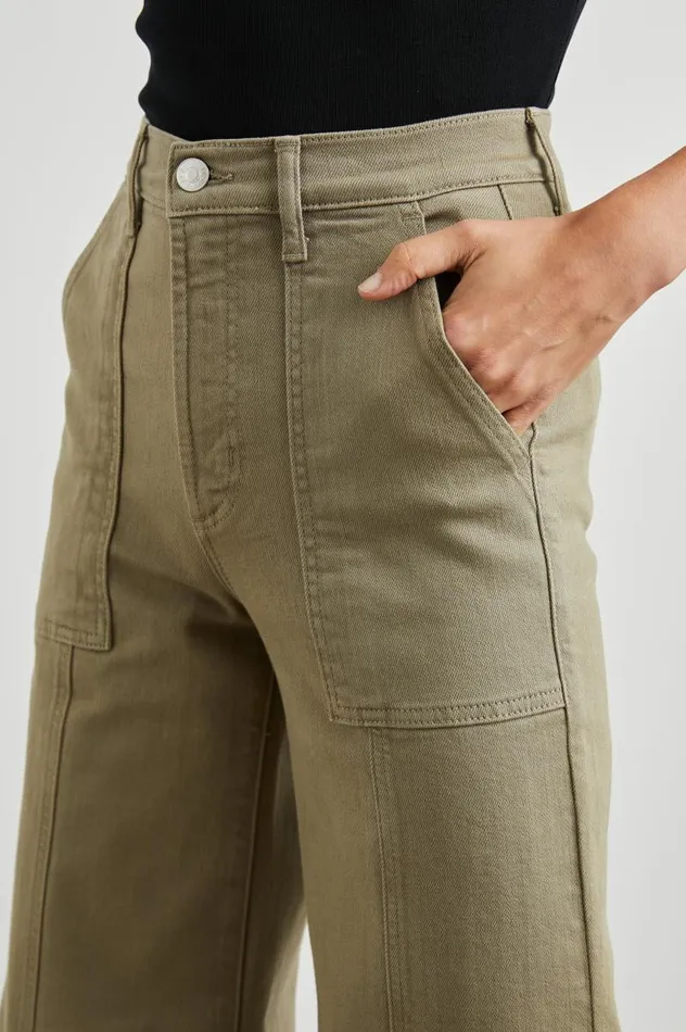 Rails Denim Women GETTY CROP UTILITY WIDE LEG Washed Olive