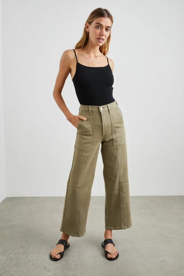 Rails Denim Women GETTY CROP UTILITY WIDE LEG Washed Olive