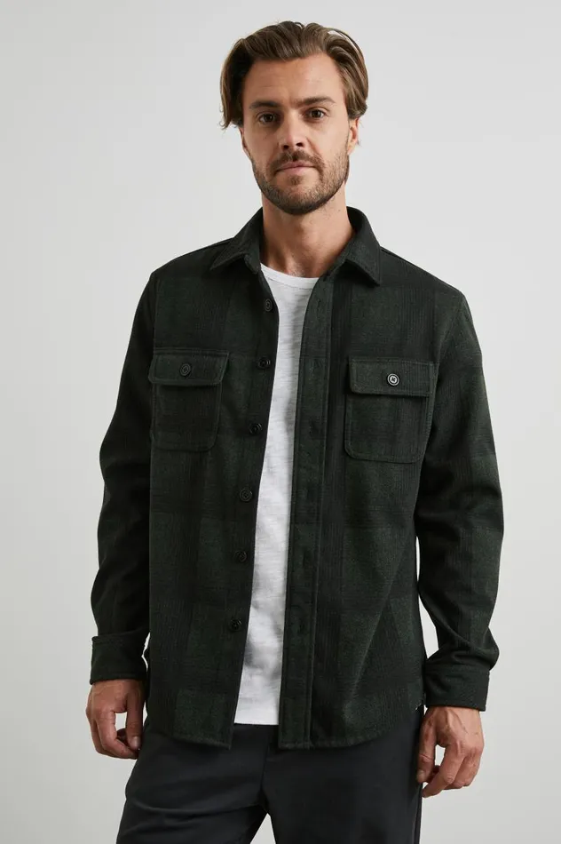 Rails Jackets and Coats Men ALDER SHIRT Evergreen Onyx