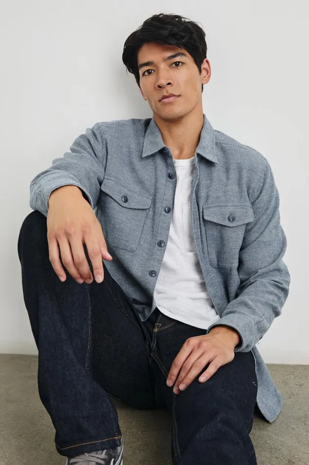 Rails Jackets and Coats Men BURR SHIRT JACKET Denim White