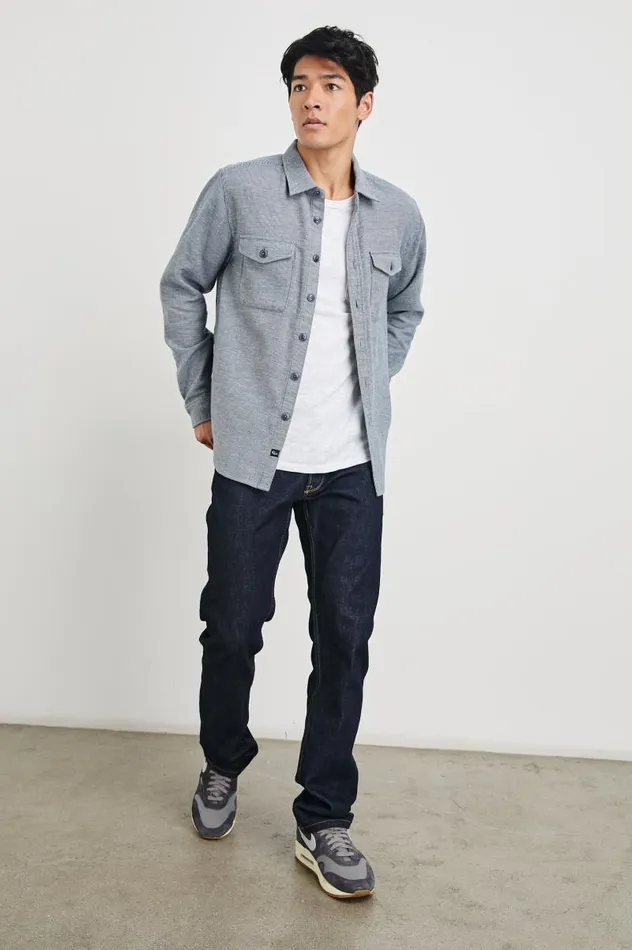 Rails Jackets and Coats Men BURR SHIRT JACKET Denim White