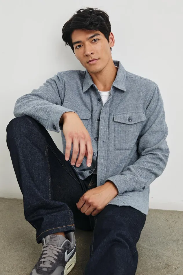 Rails Jackets and Coats Men BURR SHIRT JACKET Denim White