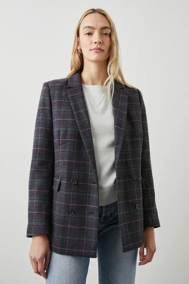 Rails Jackets and Coats Women JAC BLAZER Graphite Chambray Pink