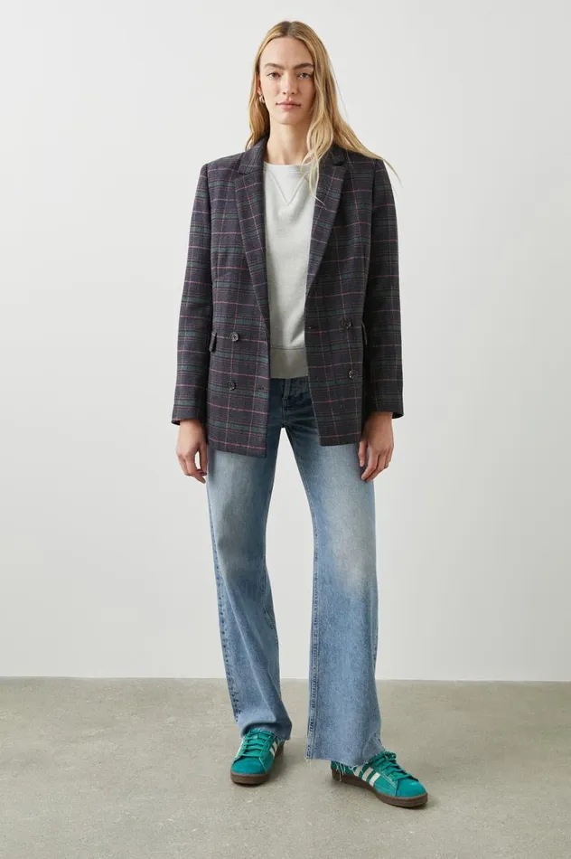 Rails Jackets and Coats Women JAC BLAZER Graphite Chambray Pink