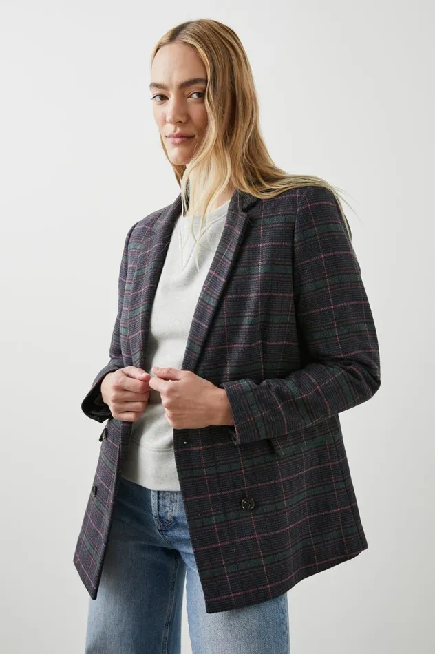 Rails Jackets and Coats Women JAC BLAZER Graphite Chambray Pink