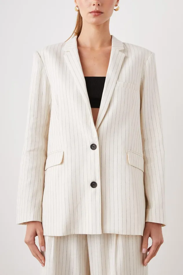 Rails Jackets and Coats Women STANTON BLAZER Ivory Pinstripe