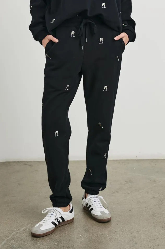 Rails Pants and Shorts Women KINGSTON PANT Black Champagne Embroidery