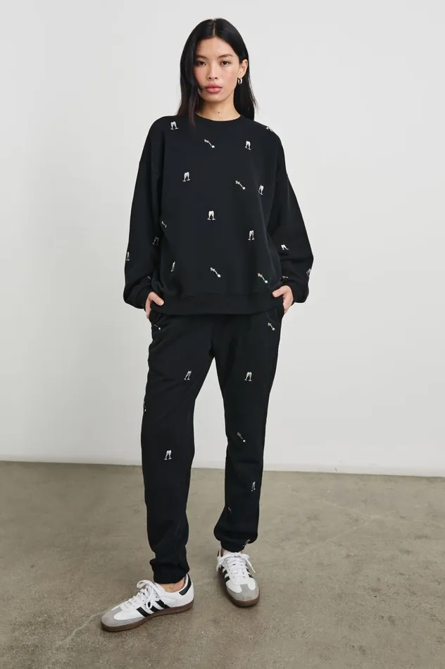 Rails Pants and Shorts Women KINGSTON PANT Black Champagne Embroidery