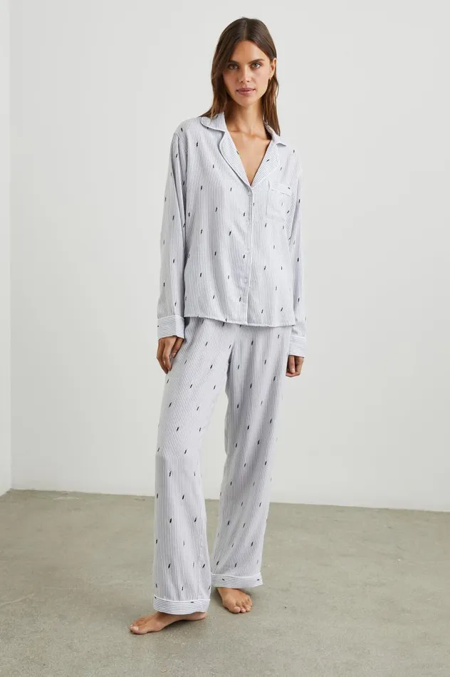 Rails Sleepwear and Lounge Women CLARA PAJAMA SET Flocked Lightning Pinstripe