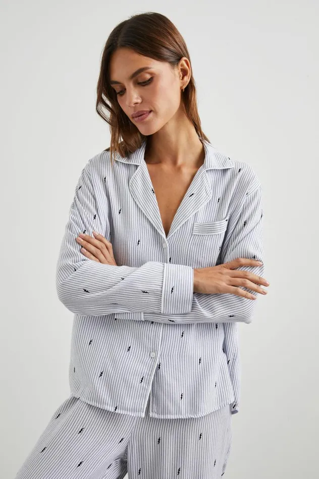 Rails Sleepwear and Lounge Women CLARA PAJAMA SET Flocked Lightning Pinstripe