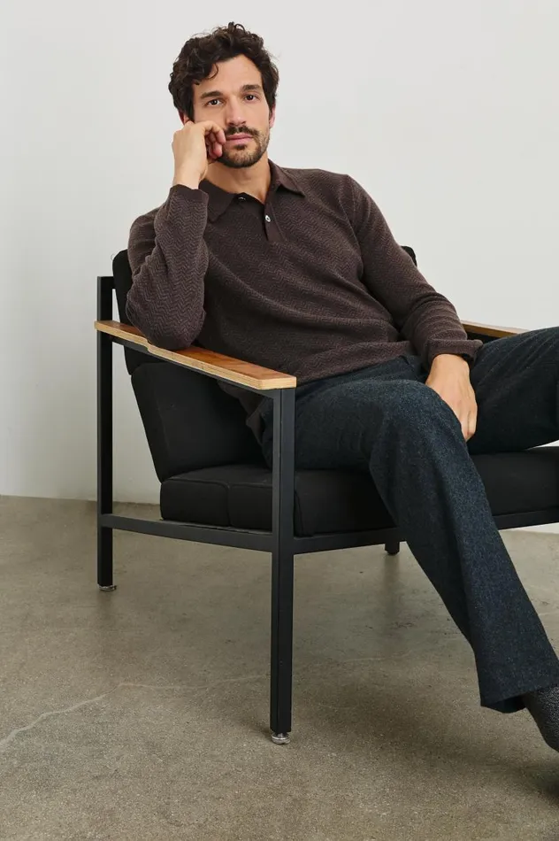 Rails Sweaters Men HERRINGTON SWEATER Brown Herringbone Melange