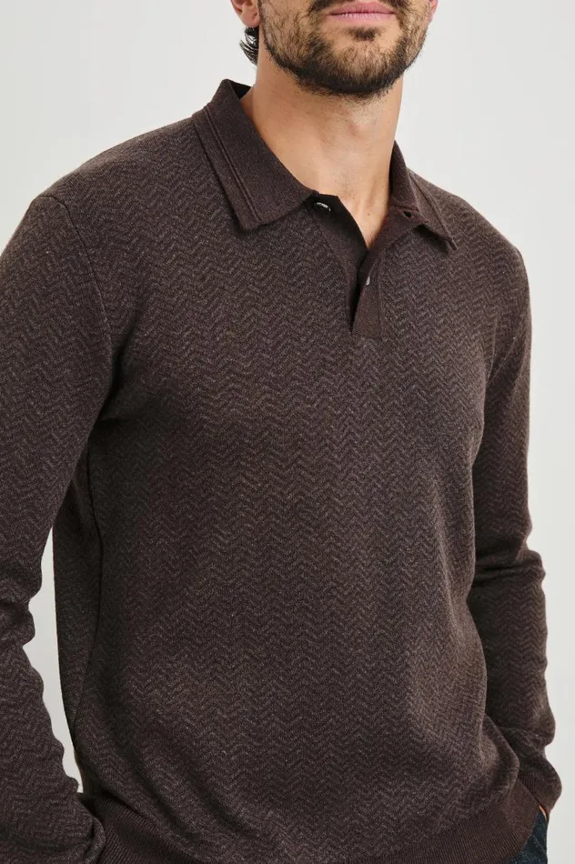 Rails Sweaters Men HERRINGTON SWEATER Brown Herringbone Melange