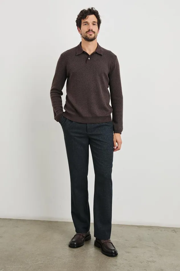 Rails Sweaters Men HERRINGTON SWEATER Brown Herringbone Melange