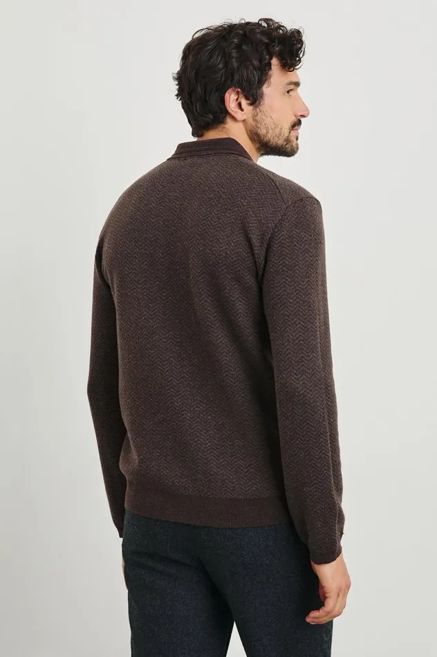 Rails Sweaters Men HERRINGTON SWEATER Brown Herringbone Melange