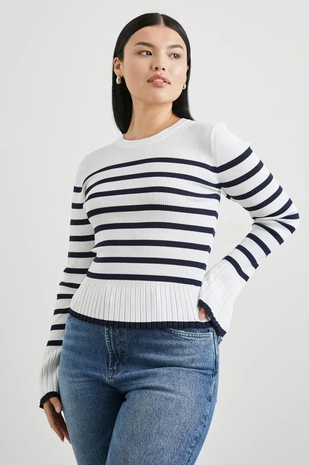 Rails Sweaters Women GEMMA SWEATER Ivory Navy Stripe