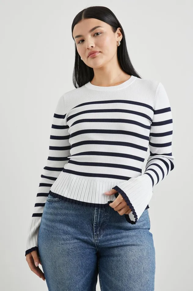 Rails Sweaters Women GEMMA SWEATER Ivory Navy Stripe Rails Sweaters Women GEMMA SWEATER Ivory Navy Stripe