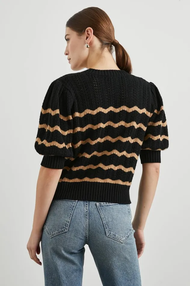 Rails Sweaters Women ISLA CARDIGAN Black Camel Stripe