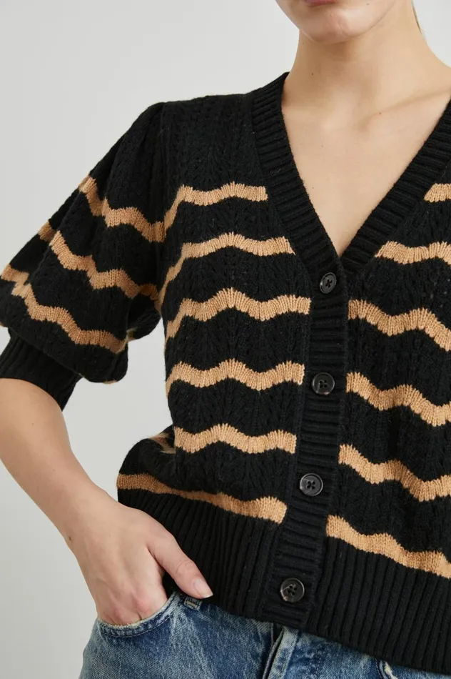 Rails Sweaters Women ISLA CARDIGAN Black Camel Stripe