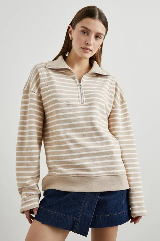 Rails Sweaters Women PARKER SWEATSHIRT Heather Beige Stripe