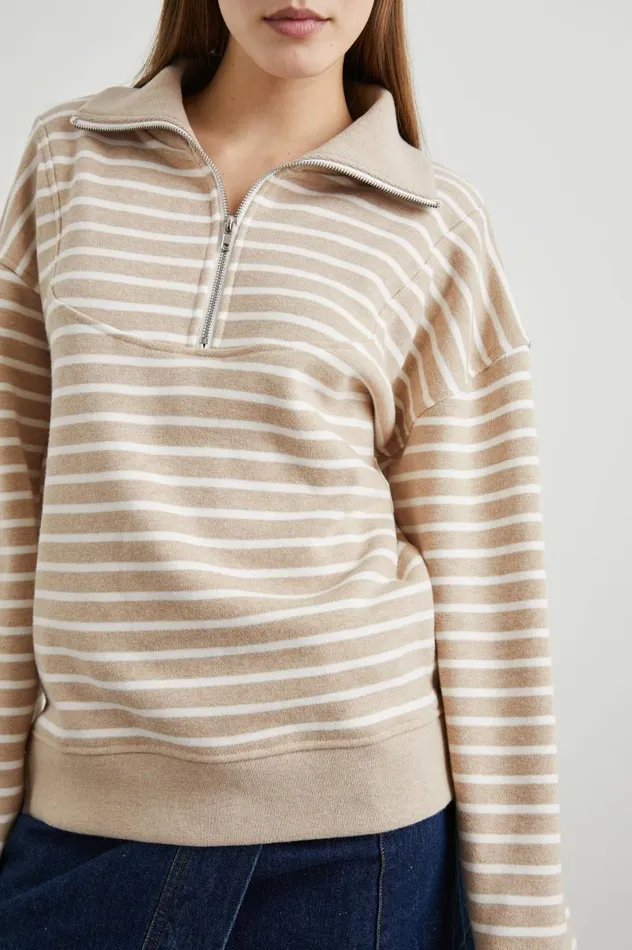 Rails Sweaters Women PARKER SWEATSHIRT Heather Beige Stripe