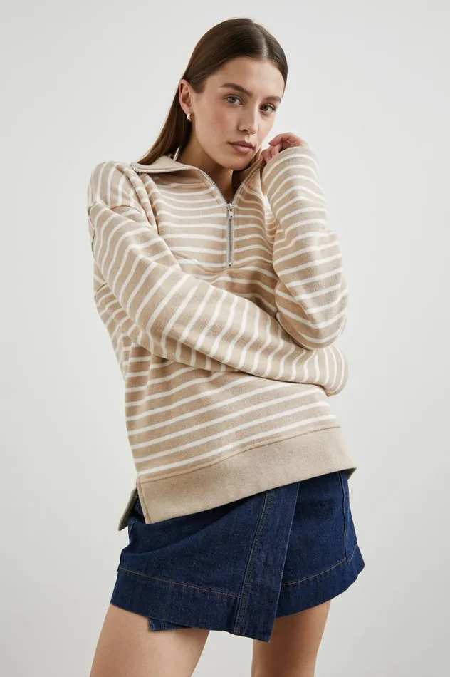 Rails Sweaters Women PARKER SWEATSHIRT Heather Beige Stripe