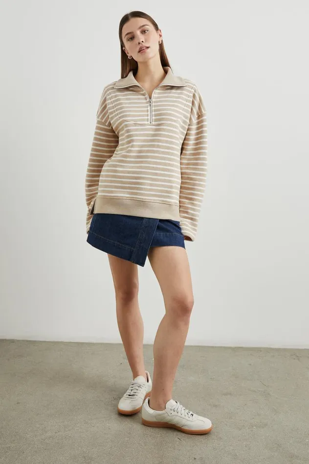 Rails Sweaters Women PARKER SWEATSHIRT Heather Beige Stripe