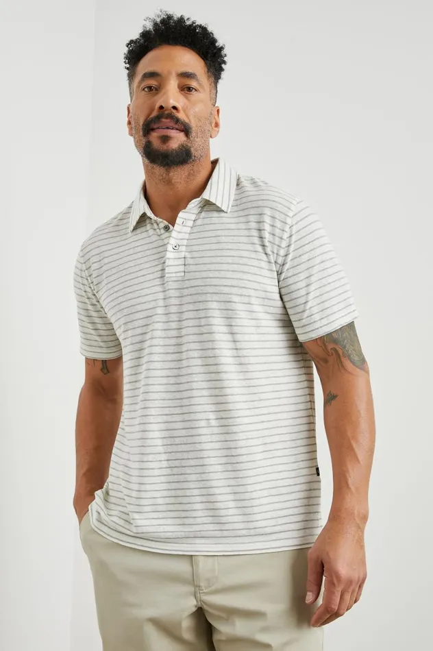 Rails TShirts and Thermals Men NAPOLI POLO SHIRT Cream Barley Stripe