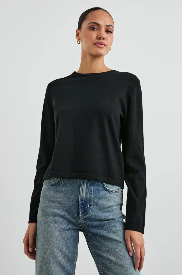 Rails Tees and Tanks Women COTTON CASHMERE LONG SLEEVE TEE Black