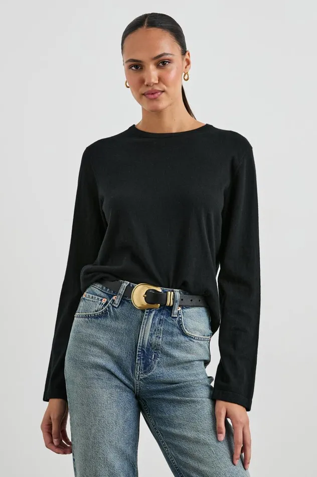 Rails Tees and Tanks Women COTTON CASHMERE LONG SLEEVE TEE Black