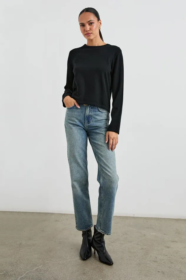 Rails Tees and Tanks Women COTTON CASHMERE LONG SLEEVE TEE Black