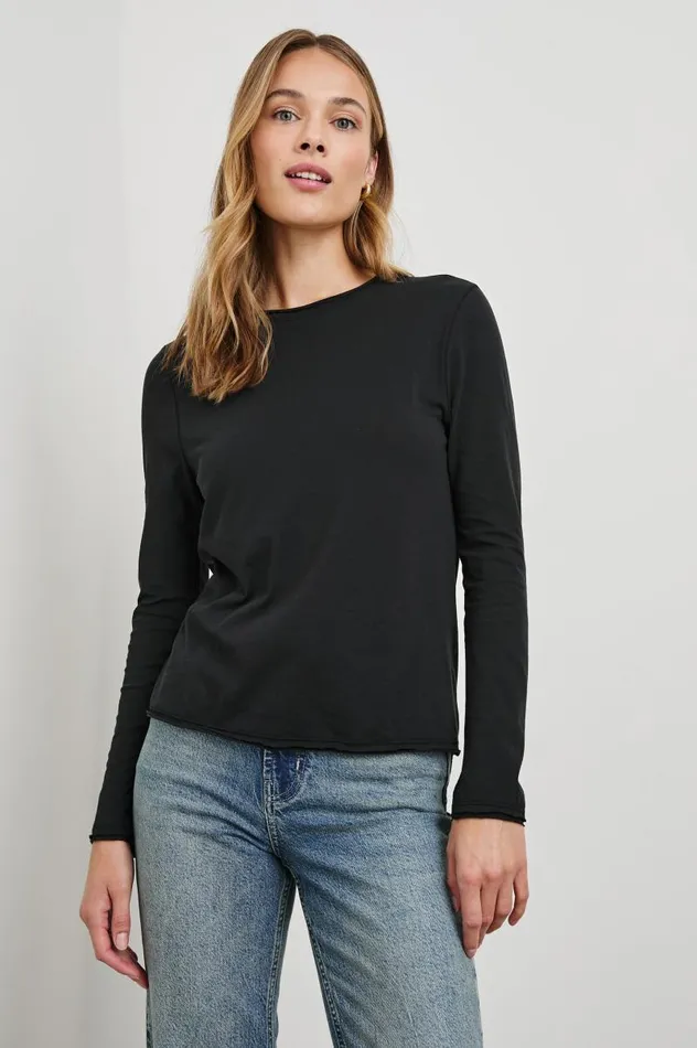 Rails Tees and Tanks Women LONG SLEEVE CREW NECK TSHIRT Black
