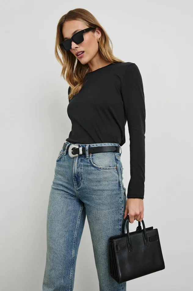 Rails Tees and Tanks Women LONG SLEEVE CREW NECK TSHIRT Black