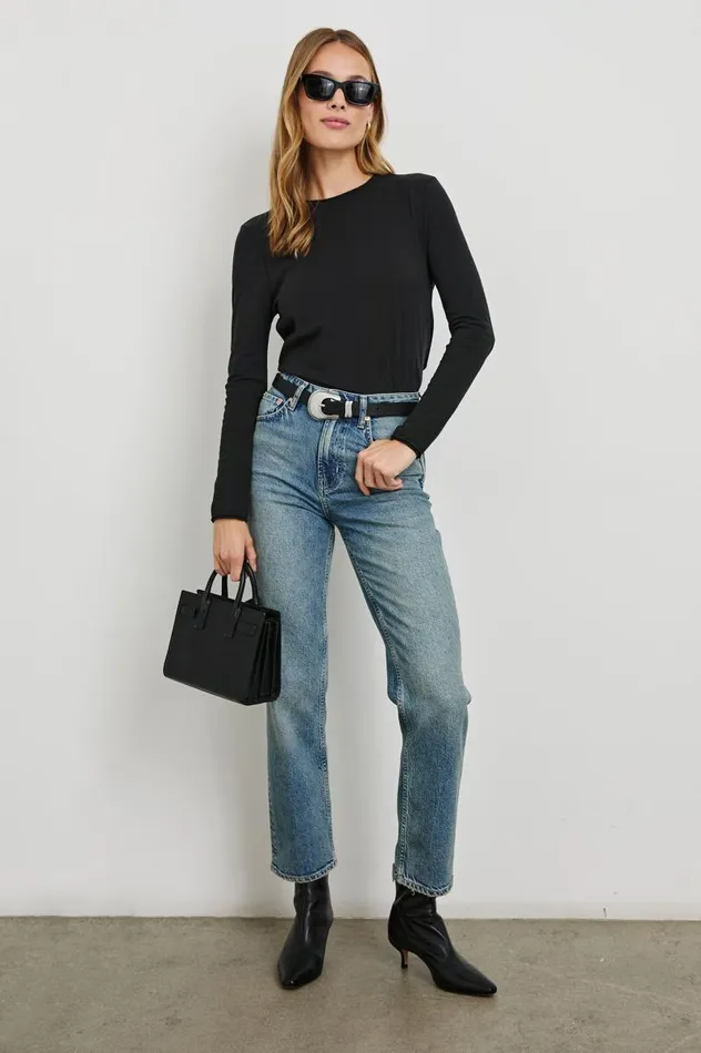 Rails Tees and Tanks Women LONG SLEEVE CREW NECK TSHIRT Black