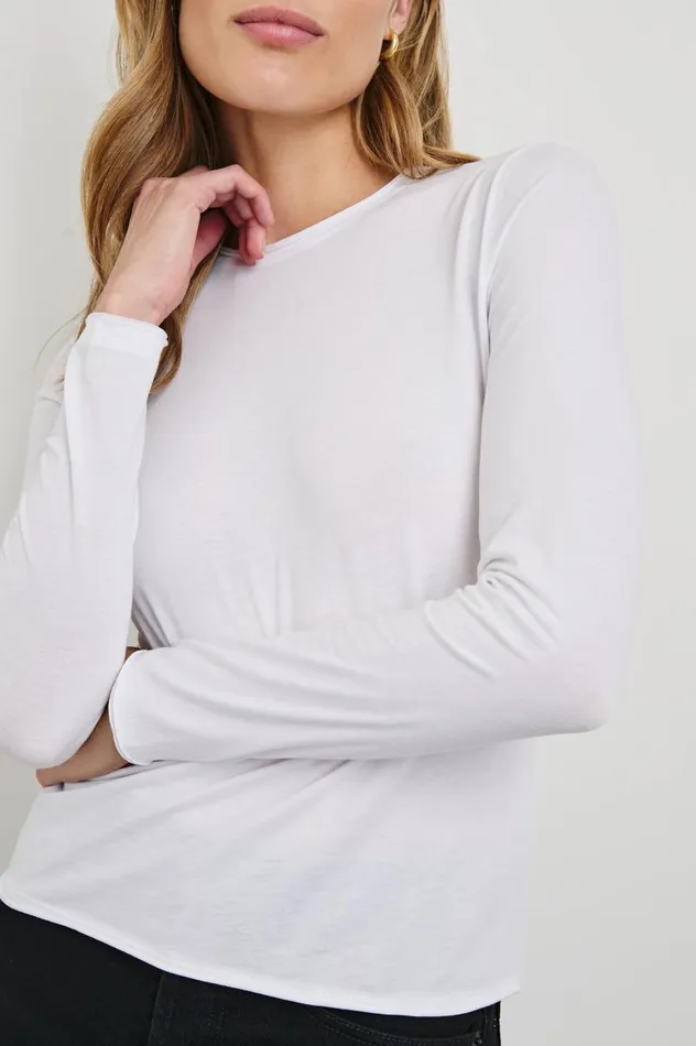 Rails Tees and Tanks Women LONG SLEEVE CREW NECK TSHIRT White