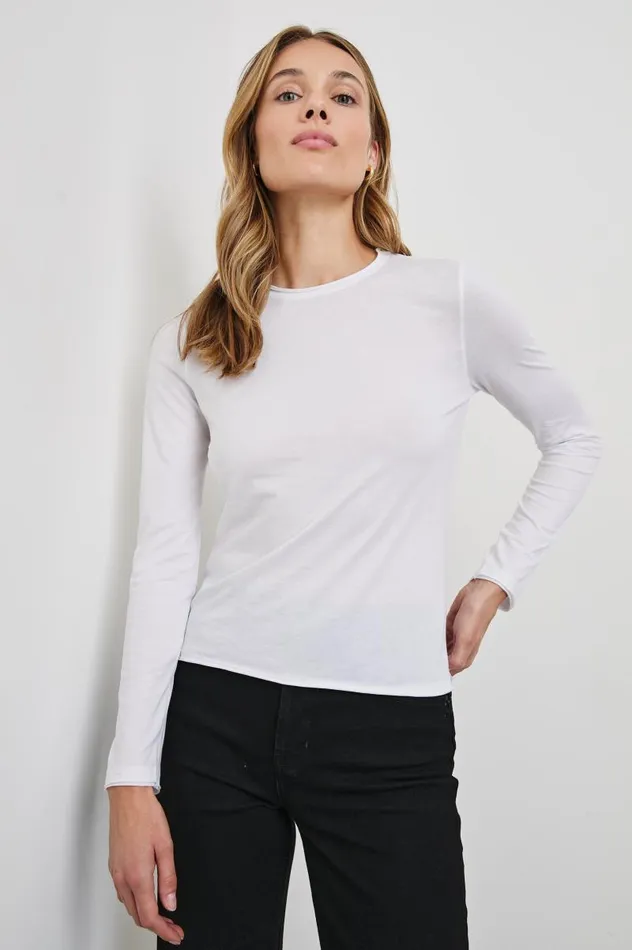 Rails Tees and Tanks Women LONG SLEEVE CREW NECK TSHIRT White
