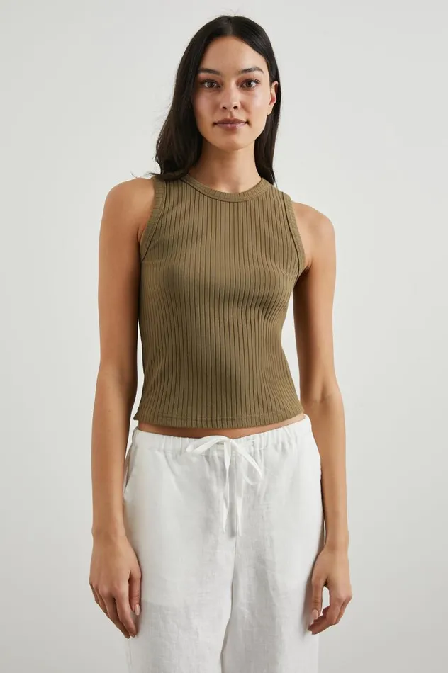 Rails Tees and Tanks Women THE RACER TANK Olive