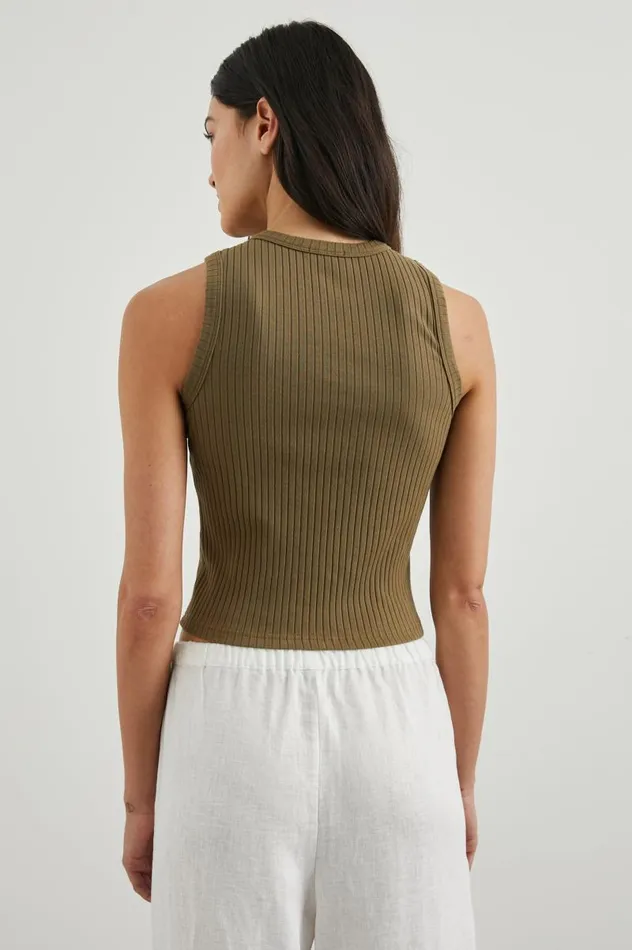Rails Tees and Tanks Women THE RACER TANK Olive