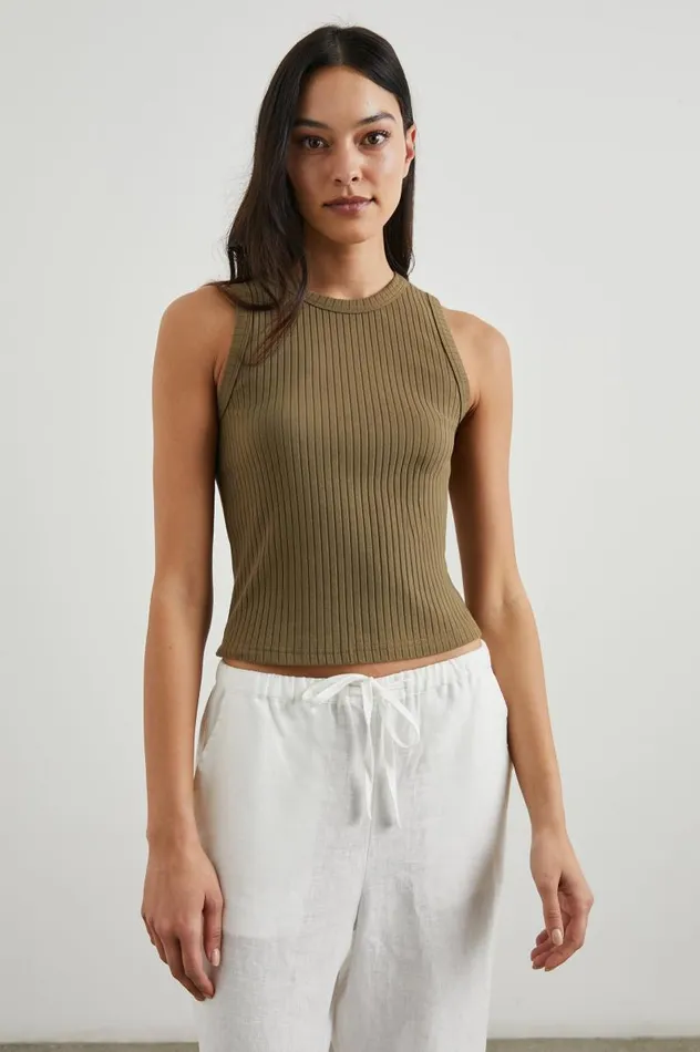 Rails Tees and Tanks Women THE RACER TANK Olive