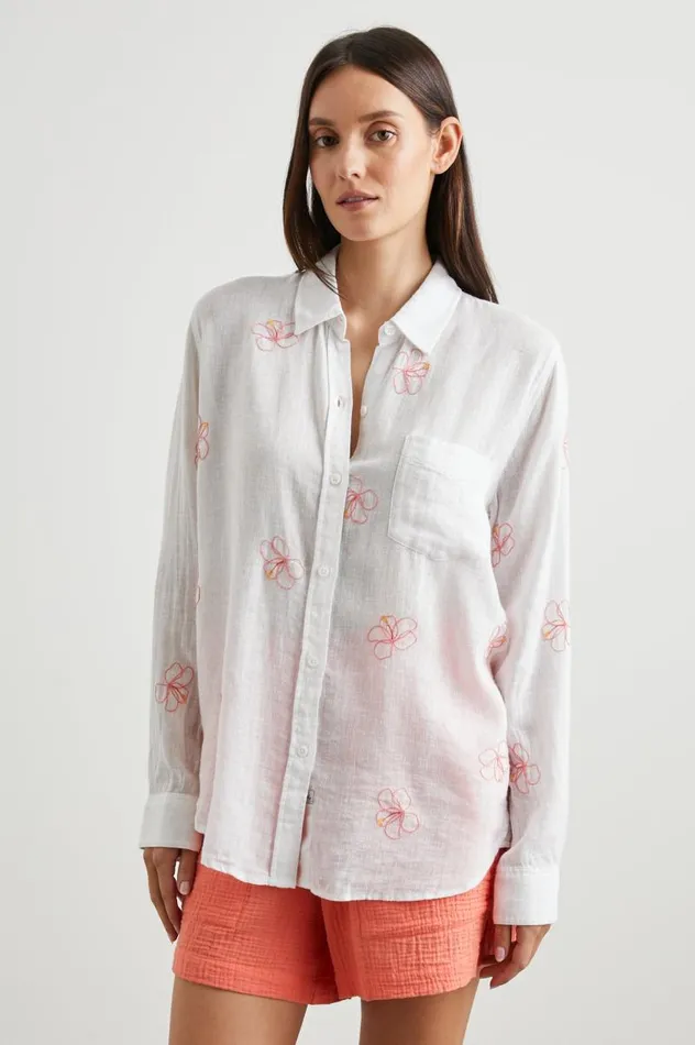 Rails Tops Women CHARLI SHIRT Hibiscus Embroidery