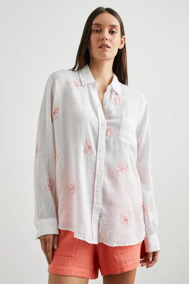 Rails Tops Women CHARLI SHIRT Hibiscus Embroidery