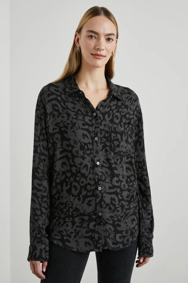 Rails Tops Women HUNTER SHIRT Diffused Charcoal Cheetah