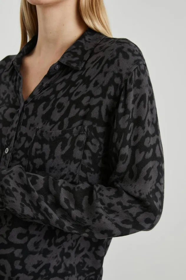 Rails Tops Women HUNTER SHIRT Diffused Charcoal Cheetah